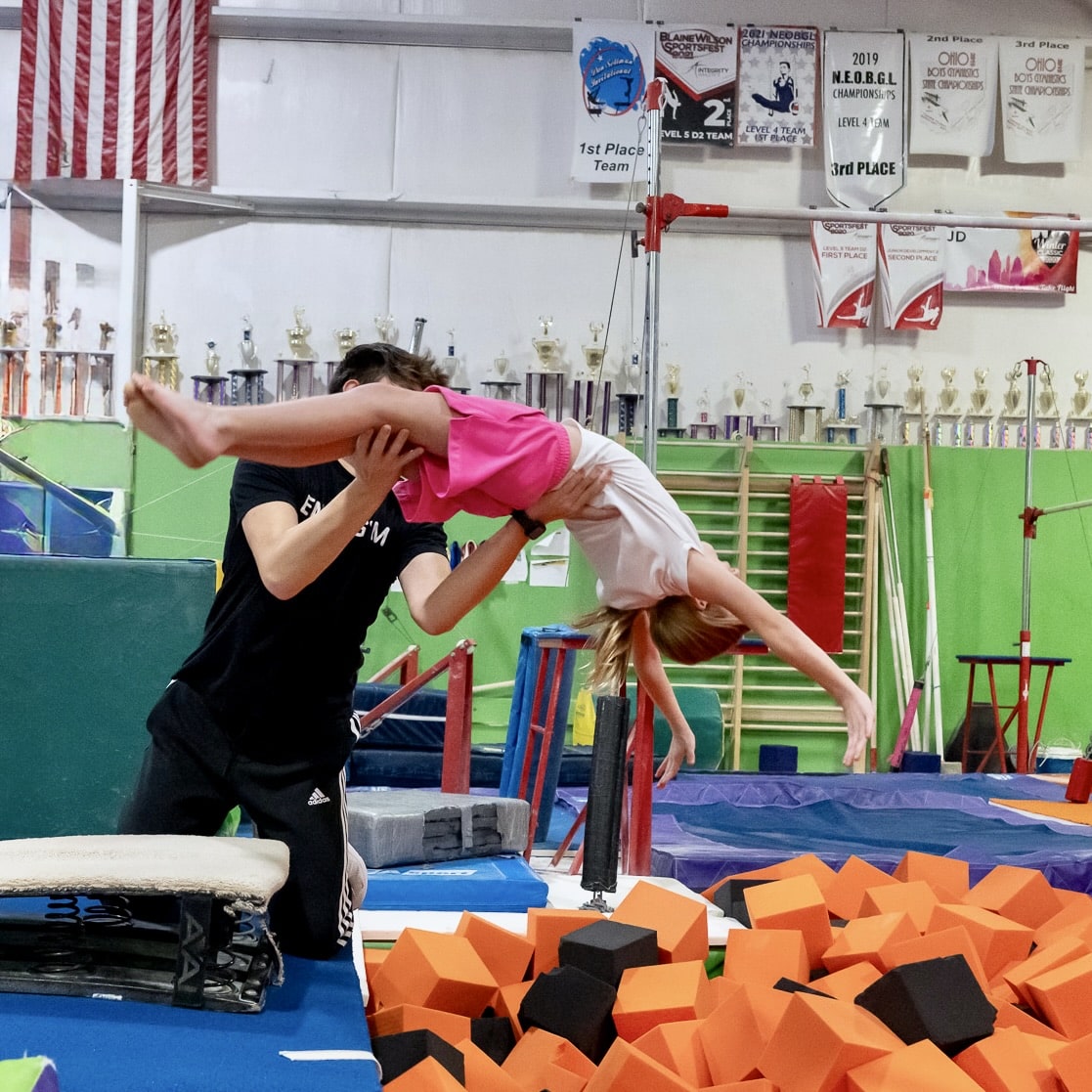 Girl in tumbling class Intermediate tumbling